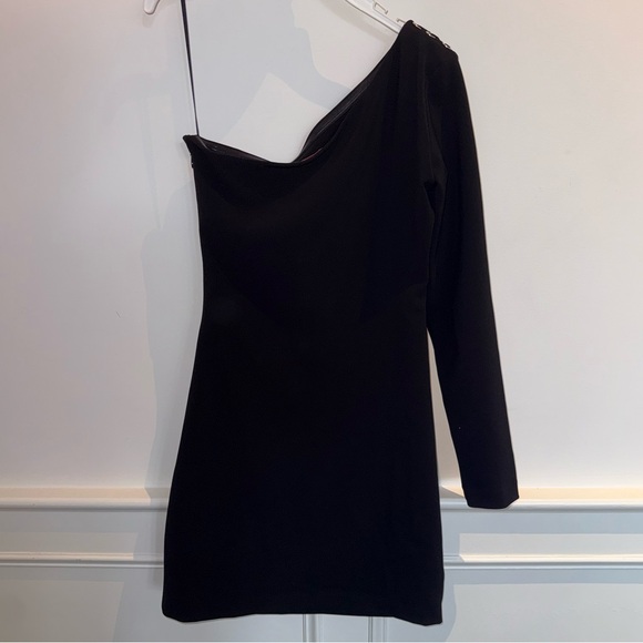 Parker Black One-Shoulder Dress with Grommet Accents - Picture 2 of 3